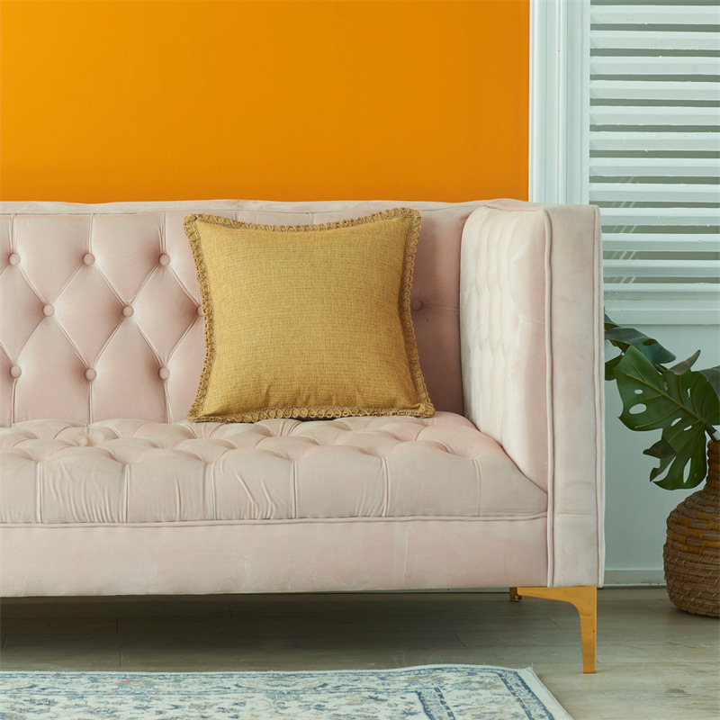 Housse de coussin de canapé décorative tissée en lin de couleur unie simple de style nordique nouvelle taie d'oreiller de décoration pour la maison_voghion.com