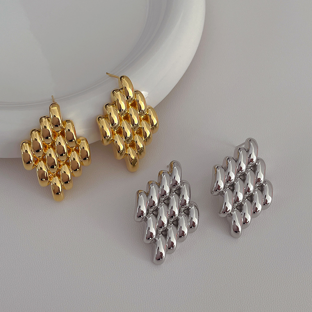 1 Pair Casual Simple Style Geometric Plating Copper Ear Studs display picture 5