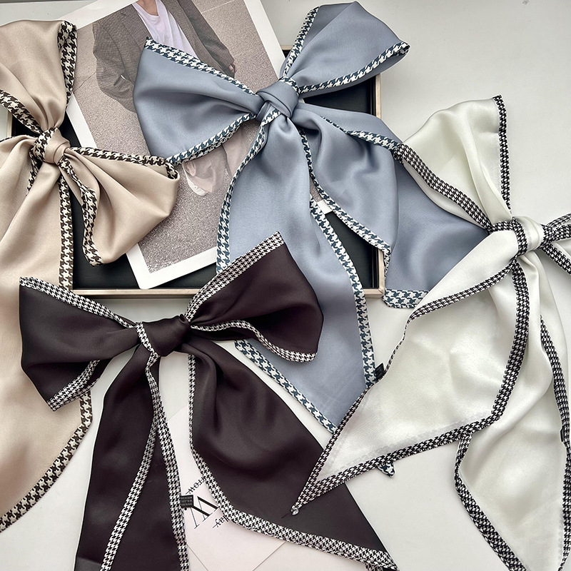 Bufandas de seda de ángulo oblicuo 2025 nuevo bufandas de diamante retrógrado decoración multifuncional de ángulo agudo moda bufandas largas correa de pelo