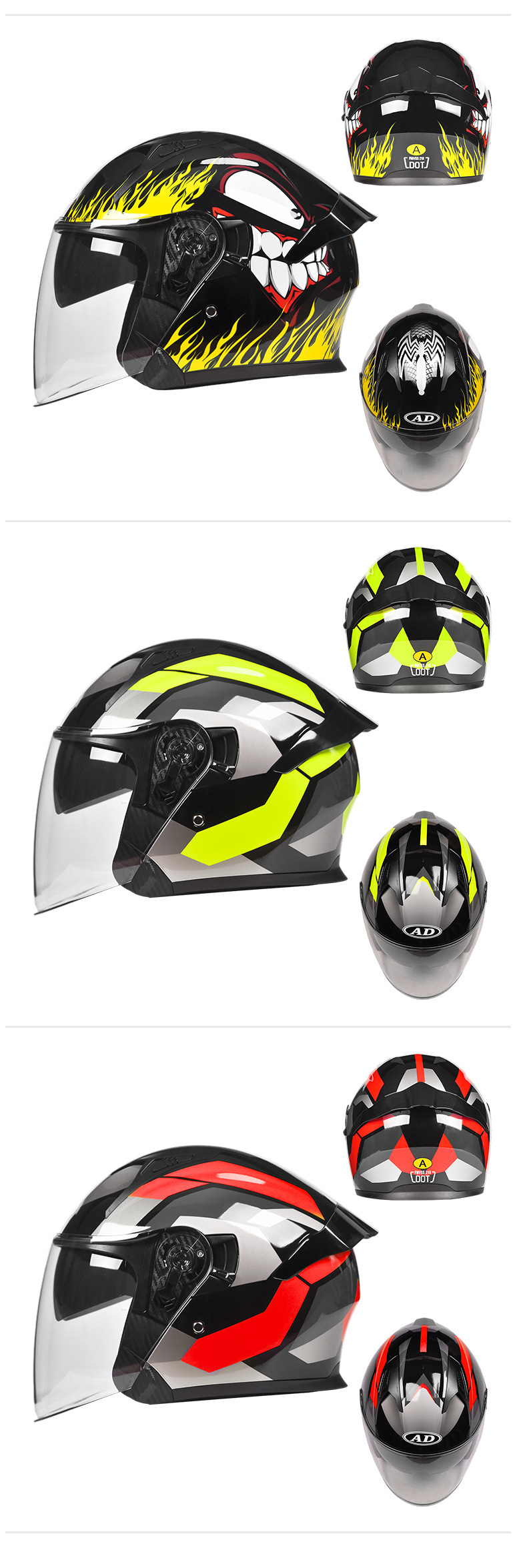AD electric motorcycle helmet for men and women, suitable for all seasons, 3C certified, three-quarter half helmet for scooters and motorcycles