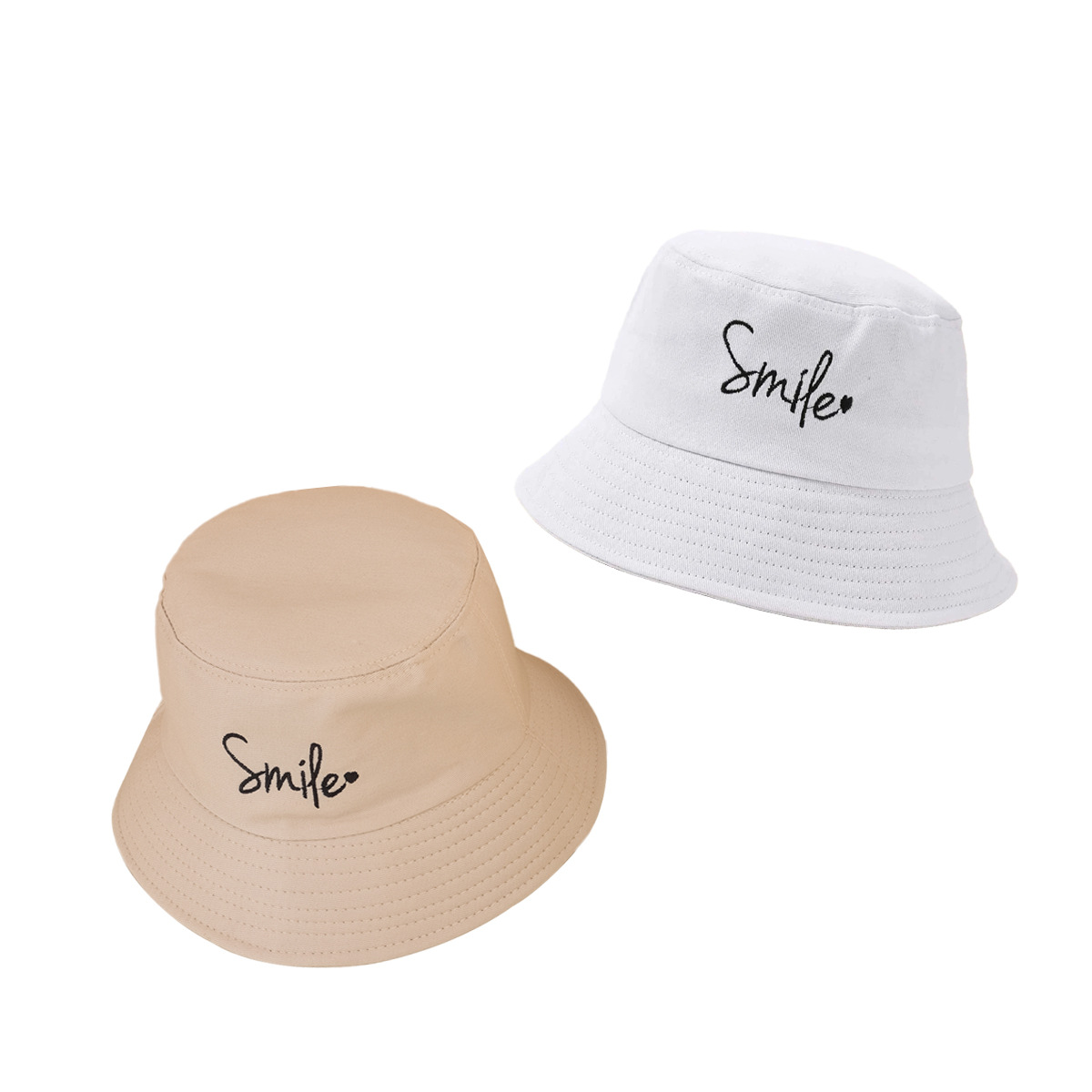 Korean Style Cute Embroidered Letter Heart Wide-brimmed Sun-shading Basin Hat display picture 4