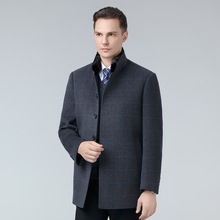 专柜羊毛大衣男新款水貂毛立领可拆卸羽绒内胆中年爸爸双面呢外套