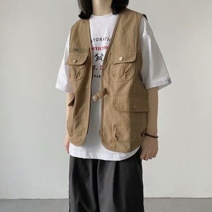 2024 American-style Retro Vest Loose Unisex Workwear Handsome Men and Women Couple All-match Vest Fashionable Jacket