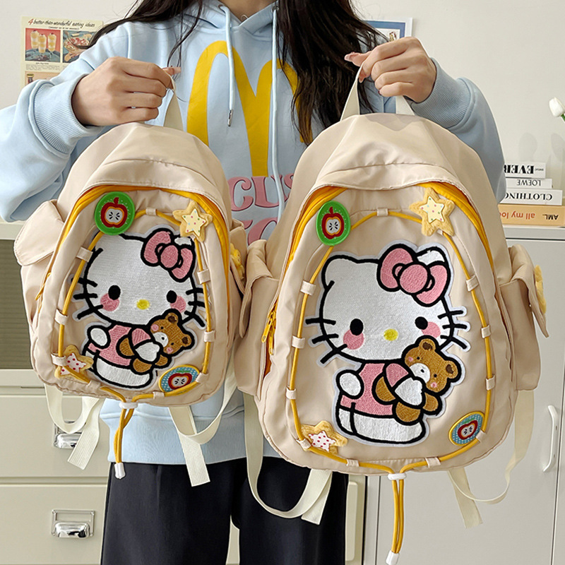 Children's Backpack Korean Fresh and Cute Cat Dual Shoulder Bag for Middle and High School Students Large Capacity School Bag