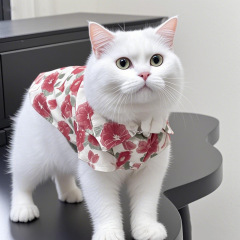 ペットの猫と犬の新型服韓国系リゾート風夏シャツの中の小型犬の毛落ち防止エアコン服