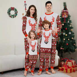 圣诞家居睡衣欧美新款鹿头印花Christmas Parent-Child Clothing
