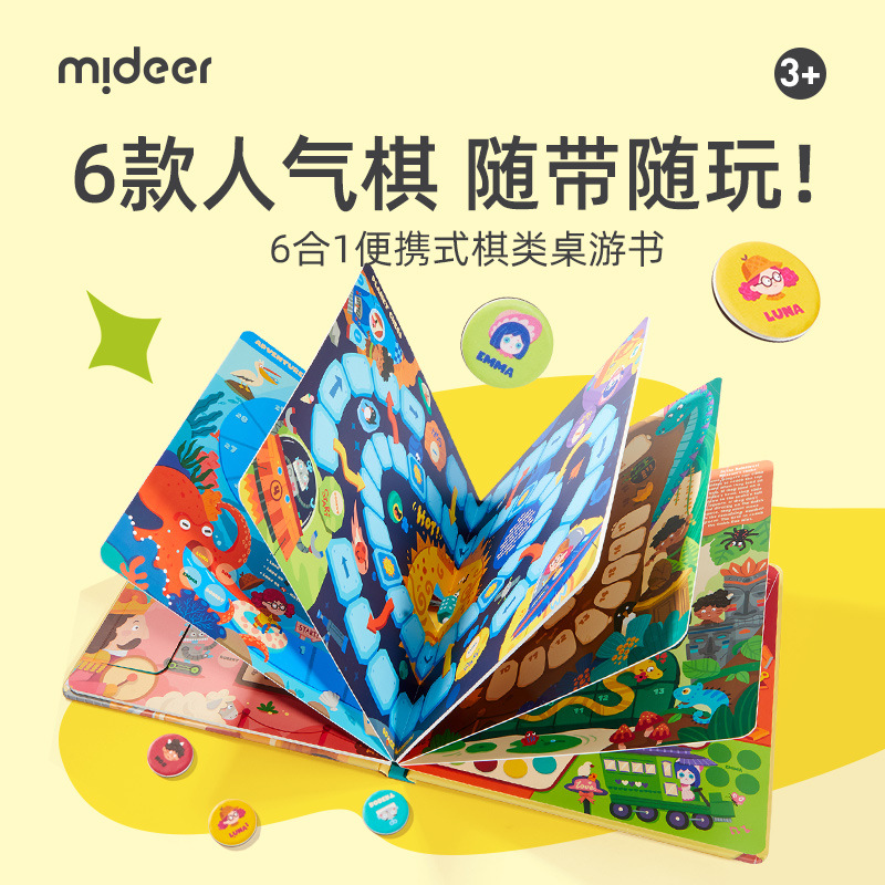 Mideer Milu Museum Story 6-in -1 Portable Board Game Book Children's Flying Chess Board Toy