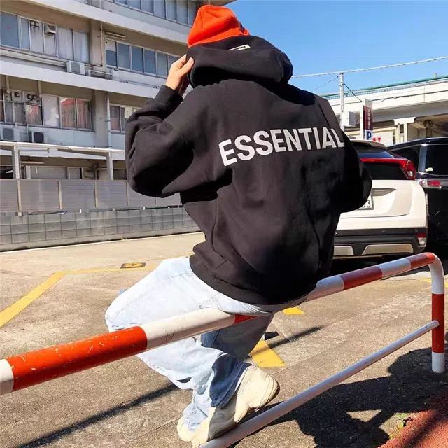 ESSENTIALS Autumn and Winter New Fashion Brand Fashion Reflective Letter Hooded fleece-lined Sweat Men and Women Couple Top