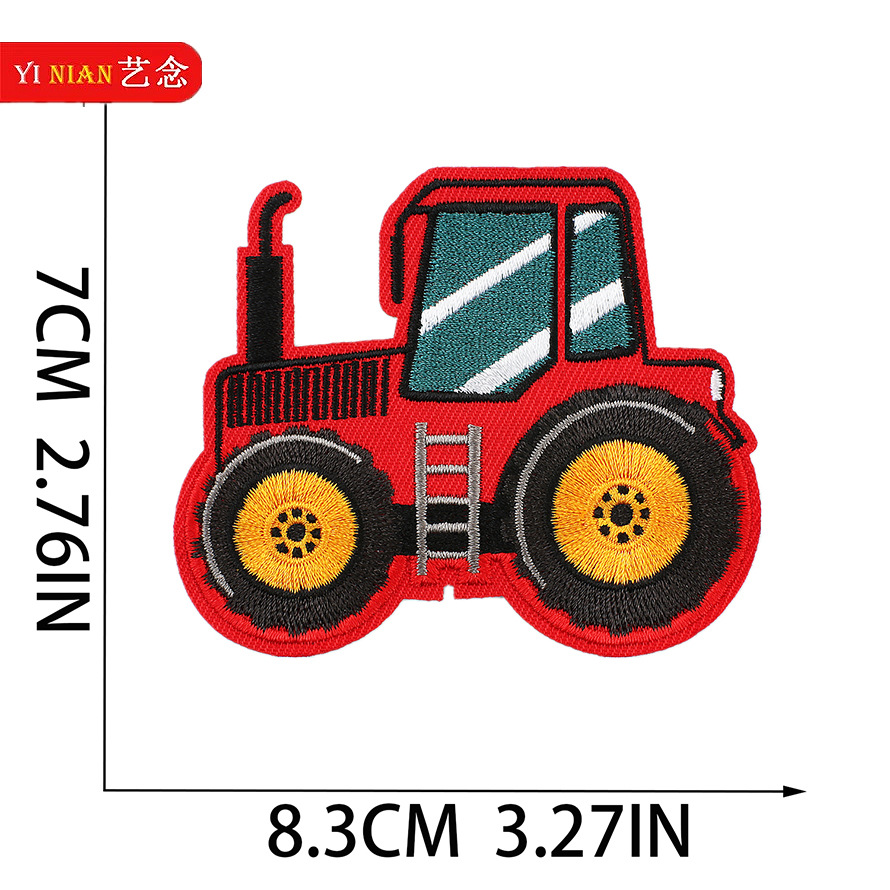 Coche de dibujos animados bordado pegatinas de tela Coche de ingeniería ropa para niños parche pegatinas bordado de computadora Zhang Zi Ropa Decoración camión de bomberos