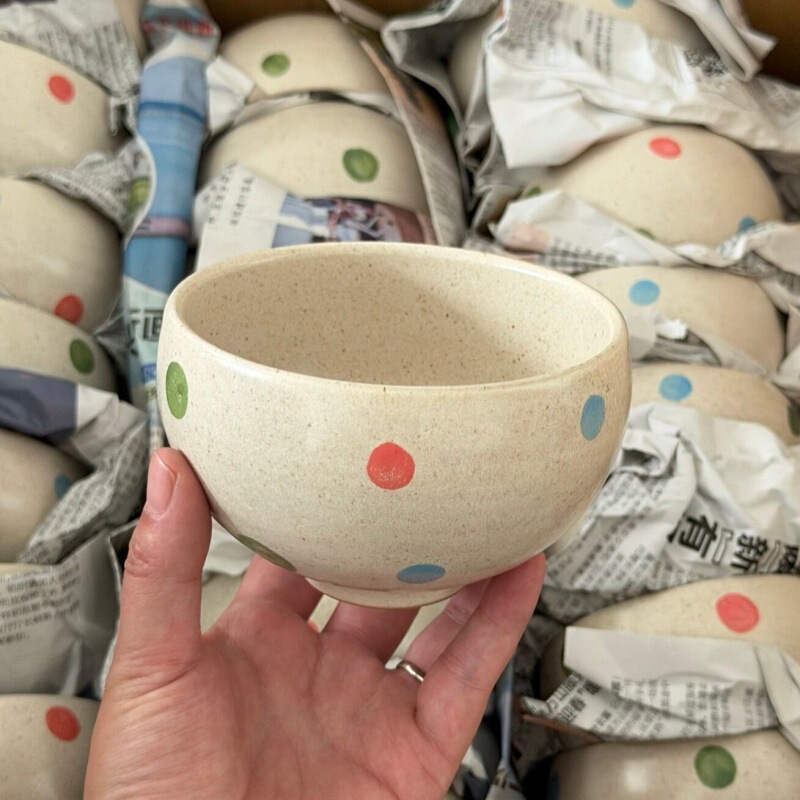 Japanese-Style Underglaze Ceramic Bowl, Niche Colorful Polka Dot Design, New Stylish Small Noodle Bowl, Rice Bowl, Gift Item