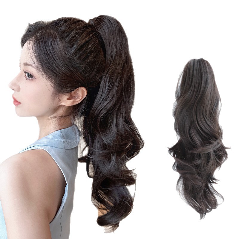 Clip de agarre tipo gran onda peluca trenza cola de caballo alto clip de cabello de cola de caballo falso trenza aumento de cabello alto cráneo falso cabello simulado
