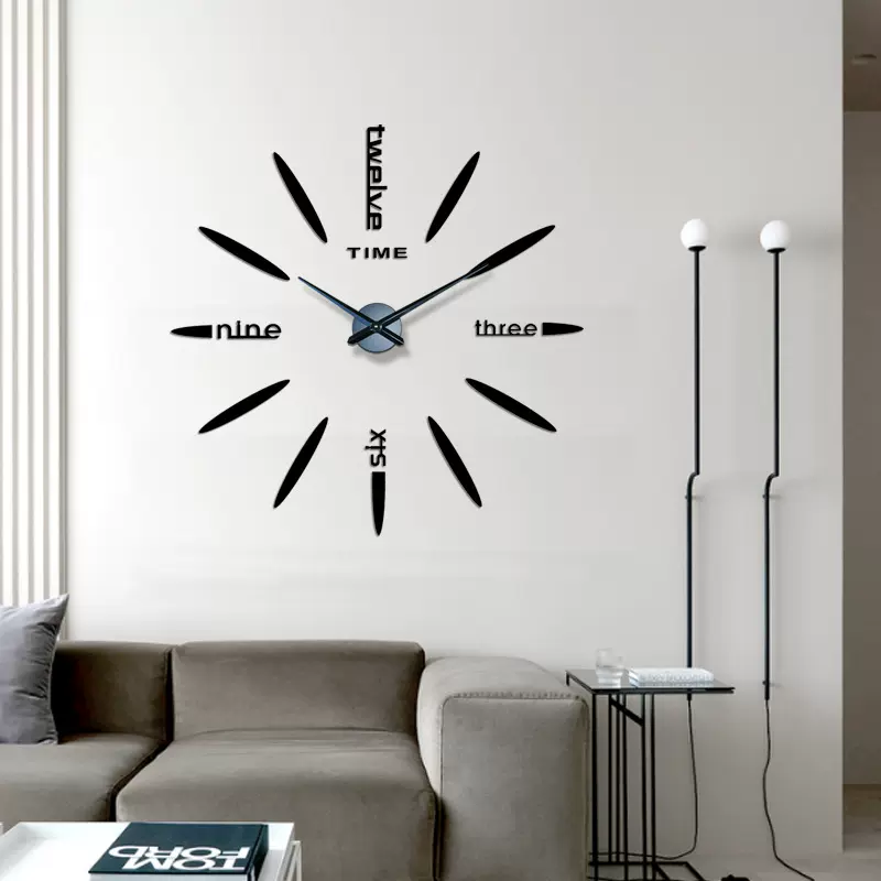 北欧简约沙发壁钟静音时钟DIY挂钟亚克力数字装饰墙贴钟表批发