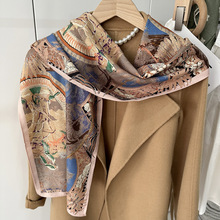 欧美大牌风时尚新款真丝羊毛围巾秋冬季百搭气质长条羊毛披肩领巾