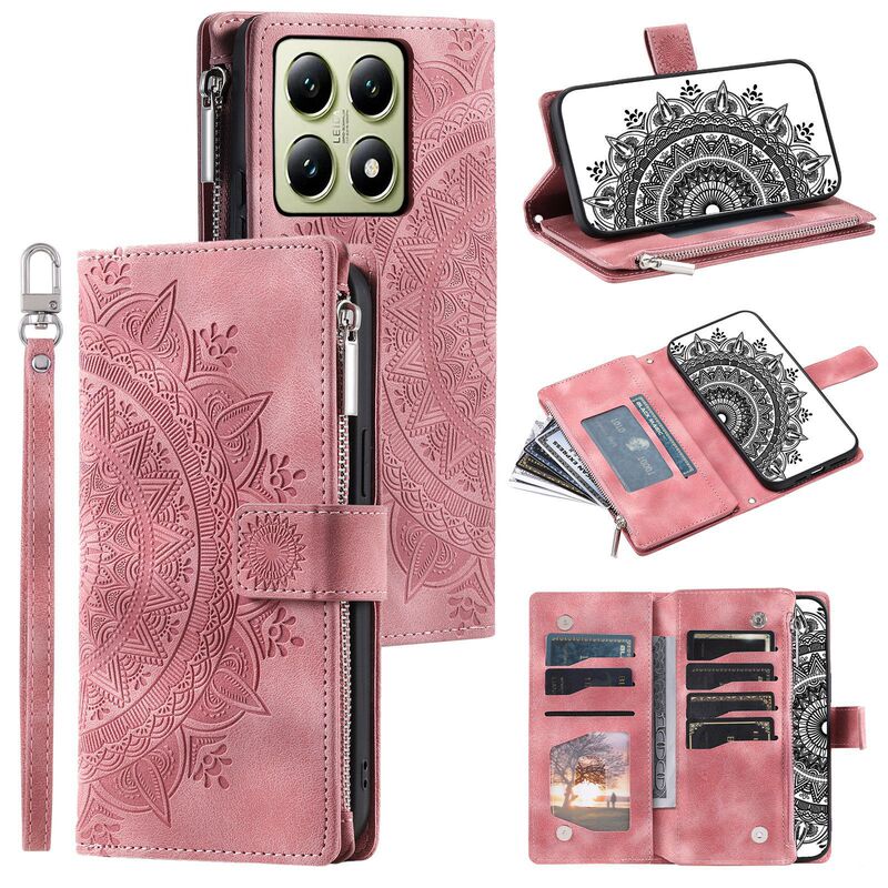 For Xiaomi 14T PRO Totem Embossed Mobile Phone Leather Case Red Rice 13C Card Zipper Wallet Case For Xiaomi 14T PRO Totem Embossed Mobile Phone Leather Case Red Rice 13C Card Zipper Wallet Case