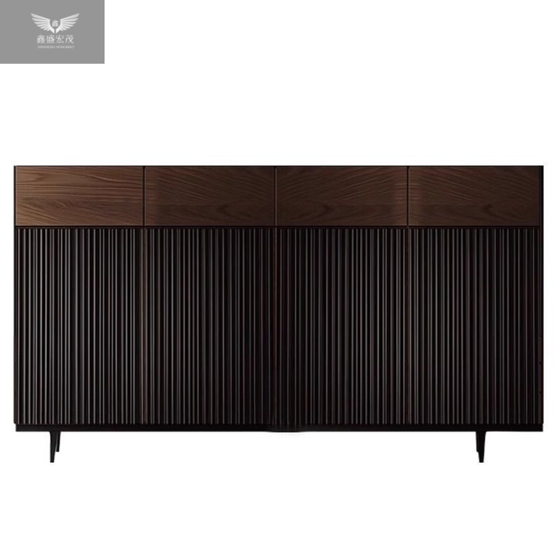 Mueble zapatero de madera maciza en estilo minimalista italiano, nuevo mueble de almacenamiento retro de alta gama para la entrada del hogar, mueble zapatero lateral integrado de pared.
