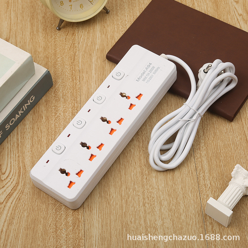 炫彩安全门黑壳白色多指示灯多开关外贸插座英标欧标美标中性包装