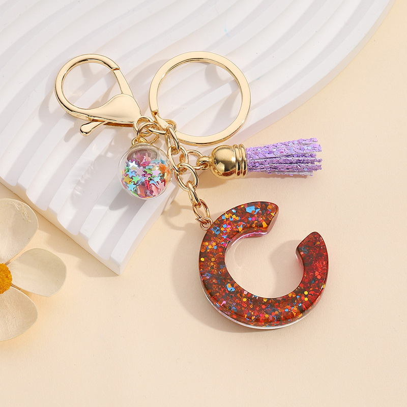 Resin Material Letter Pattern Retro Letter Resin Women's Keychain