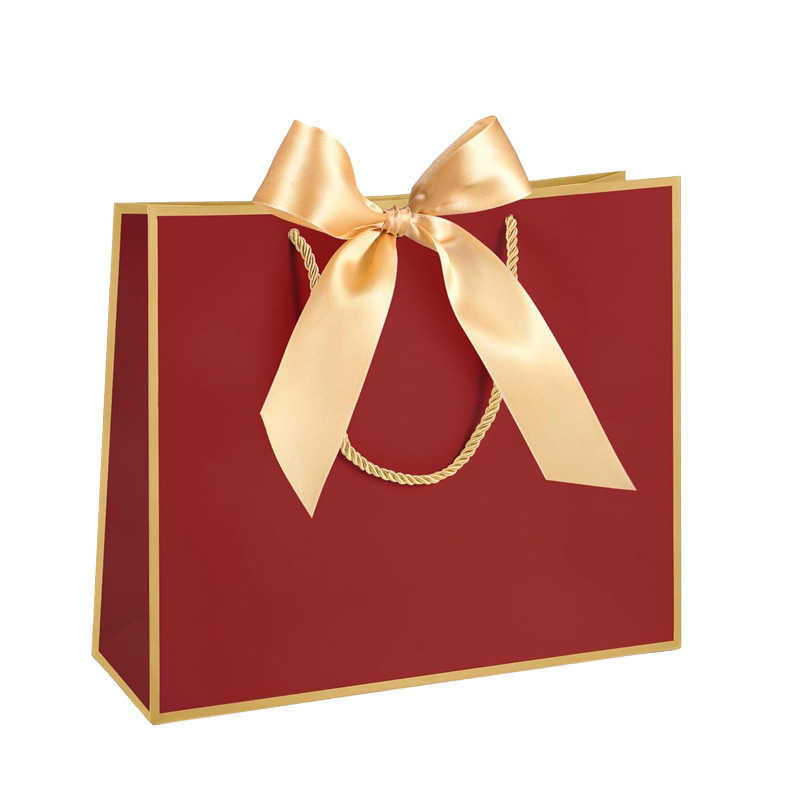 En stock bowknot fondo cuadrado bolsa de papel portátil colorido exquisito embalaje bolsa de regalo bolsa de compras de ropa logotipo imprimible