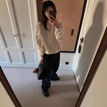 1天 韩国设计师ler*be羊毛连帽针织衫韩系女装简约高级感抽绳毛衣