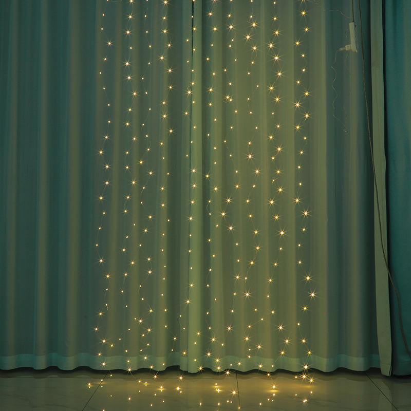 LED copper wire curtain light string hook usb remote control 3*3 m Christmas lighting decoration light string remote control copper wire light