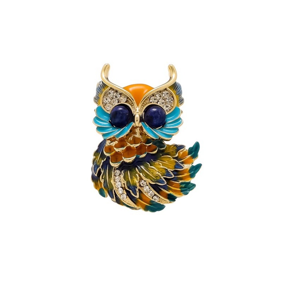 Cute Enamel Painted Owl Brooch