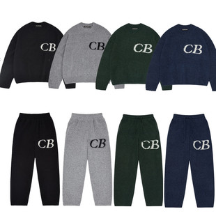 CB ICON Trendy logo Alphabet Jacquard Crewneck Loose Sweater High Street Men's and Women's Loose Knitted Sweater Wool Pants