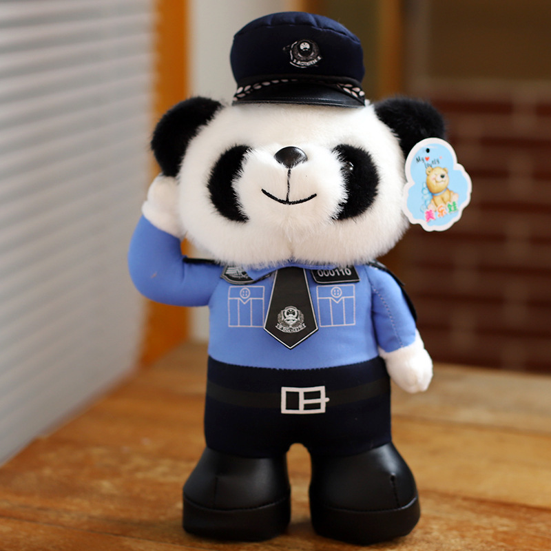 Muñecas de oso de peluche policía de tráfico oso de peluche policía panda muñecas de montaje de policía muñecas de tela