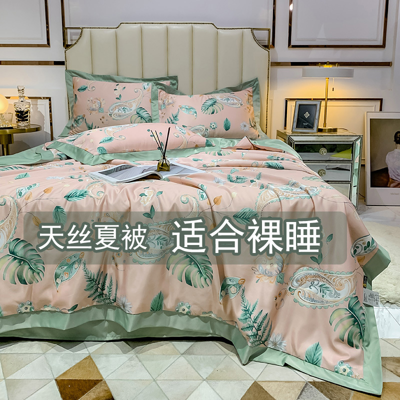 轻奢高端天丝夏被四件套空调被冰丝水洗夏凉被单双人1.5米2m薄被|ms