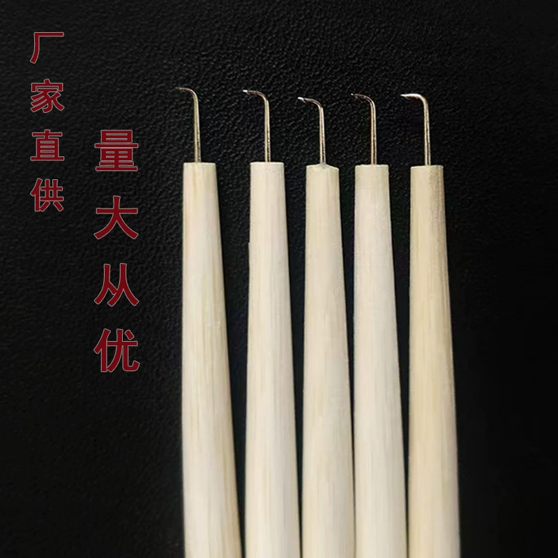 Крючок для вязания с деревянной ручкой для аксессуаров для париков, крючок для вязания для ухода за волосами, сетка для бороды, деревянная ручка для плетения волос, для укладки и замены волос.