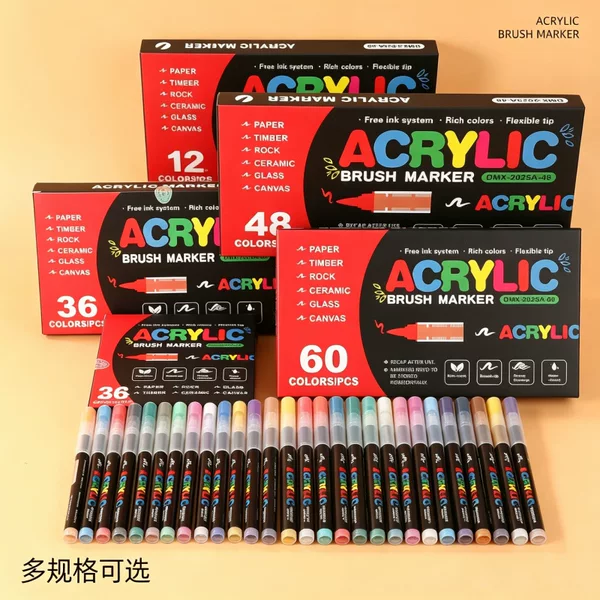 Cross-border acrylic soft-tip marker pen set for elementary school students, art drawing pens, children's DIY graffiti pens wholesale