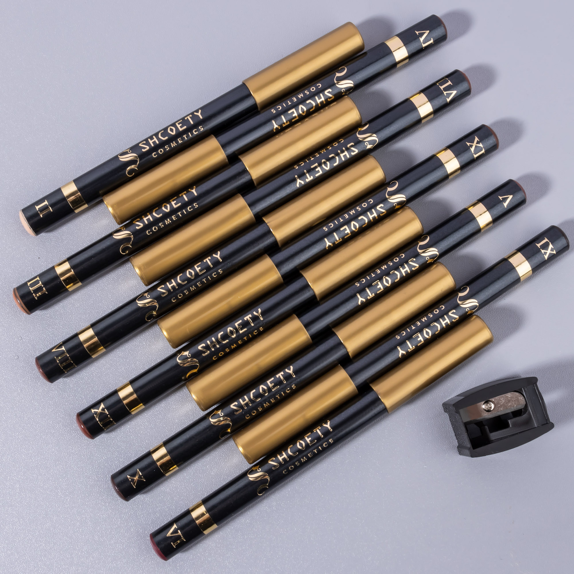 SHCOETY 12-color pearlescent eyeshadow pen set, non-smudging with pencil sharpener, eyeliner, horizontal pencil, cross-border undefined