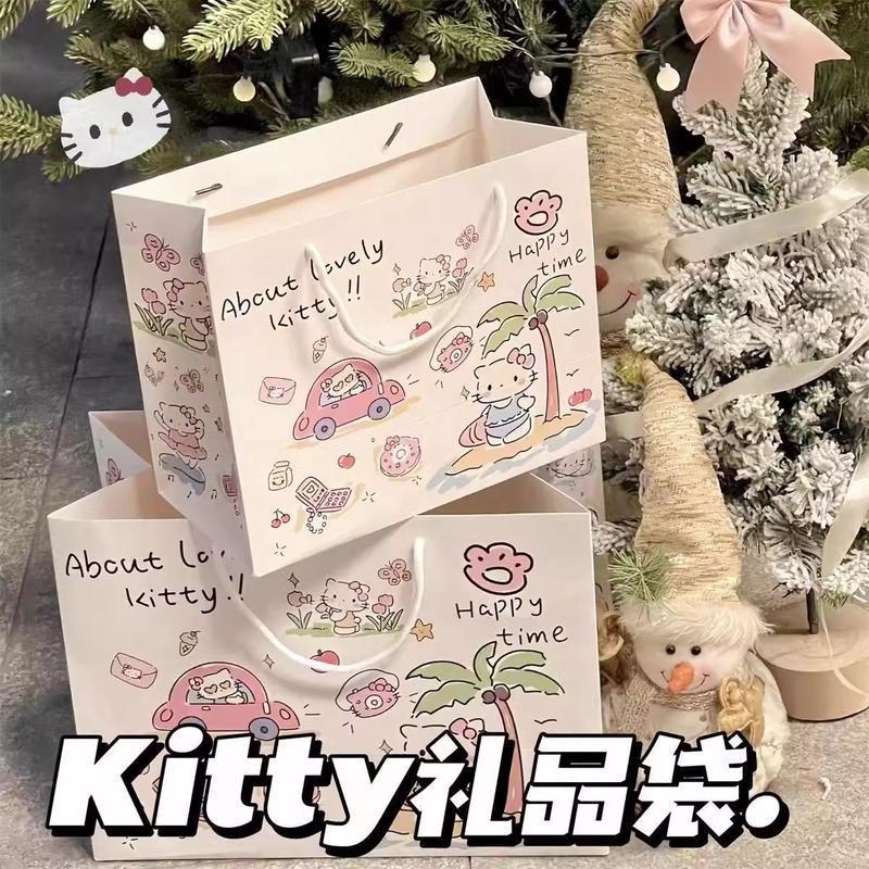 かわいい漫画ハローキティプリントポータブル紙袋イン高価値誕生日ギフト包装袋ギフトバッグ|undefined
