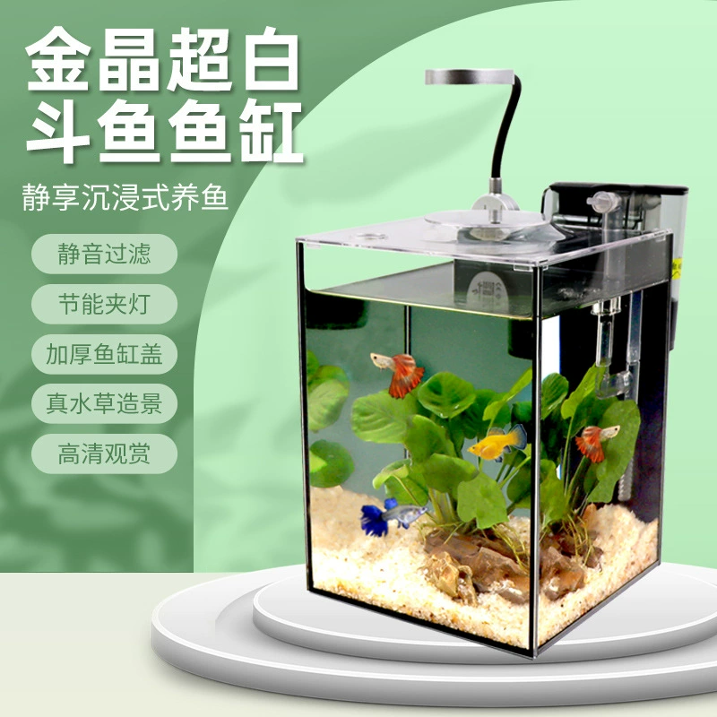 Гостиная Домашний Настольный офис небольшой экологический аквариум Новый Пейзаж полный набор Супер белое стекло черное заднее ведро аквариум