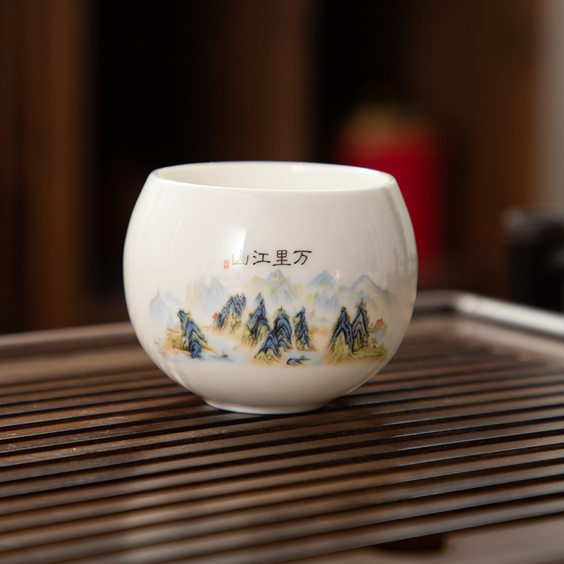 德化陶瓷杯罗汉杯主人杯单杯高端羊脂玉白瓷单个茶杯高档个人专用|undefined