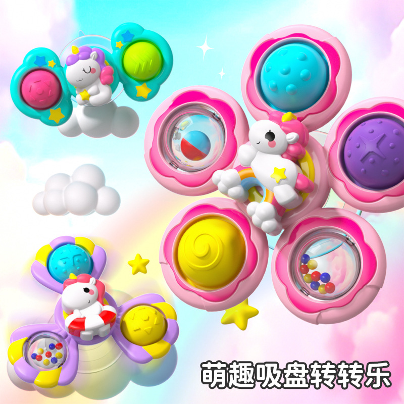 Mesa de comedor de unicornio giratoria con ventosa para bebés transfronteriza, toalisador de giroscopio, baño, baño, juguete giratorio