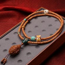 橄榄核手工雕刻多宝鱼弥勒佛核尖直切核壁108佛珠链脖挂文玩颗