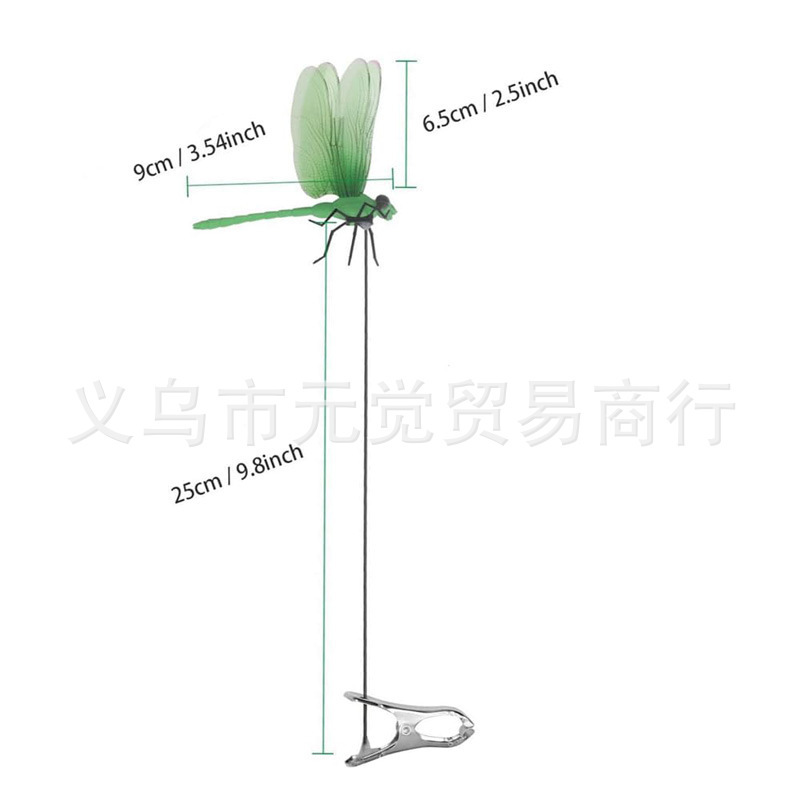 Spot Fake Dragonfly Pole Clip to Repel Fly Decorative Clip 3D Simulated Dragonfly Decorative Gardening with Clip