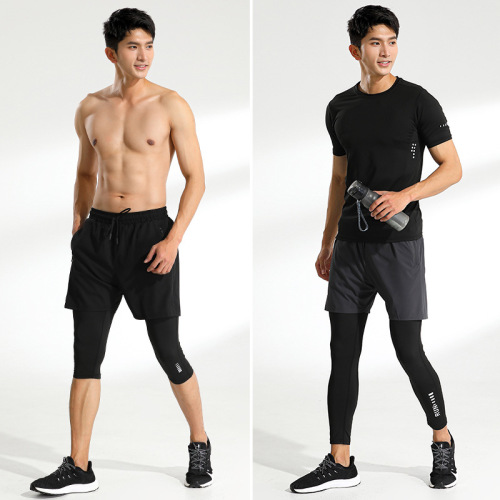 Men's and Women's Summer Two-Piece Athletic Fitness Tight Leggings Outdoor Training Running Pants for Men and Women, Quick-Drying Breathable, Wholesale