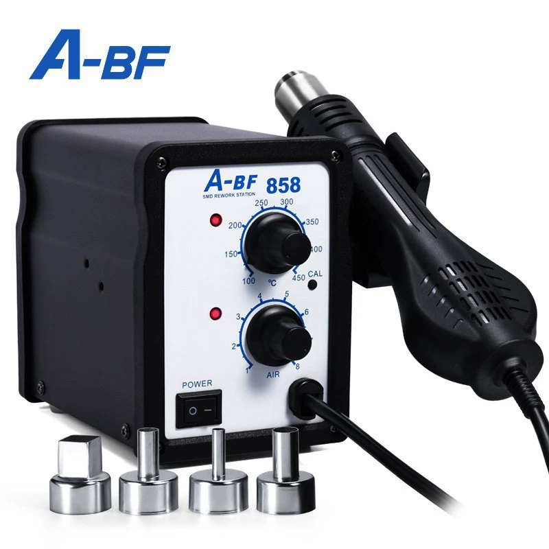 A-BF/Extraordinary ABF-858 Бессвинцовая станция для распайки горячим воздухом Чип Маленький корпус Мягкий вращающийся ветер Керамический сердечник 700 Вт