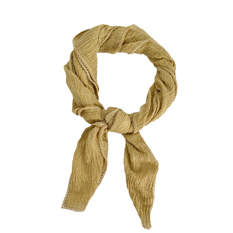 90 toallas cuadradas para mujeres otoño y invierno 2025 nuevo color sólido borde de dientes curvos bolsas de pañuelo protector de cuello bufandas bufandas de seda al por mayor