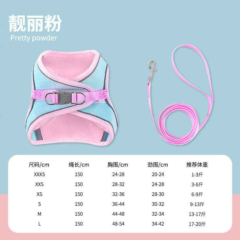 Tipo de gato cuerda de remolque correa de pecho anti-Romper lindo perro tirar cuerda caminar gato caminar cuerda de perro
