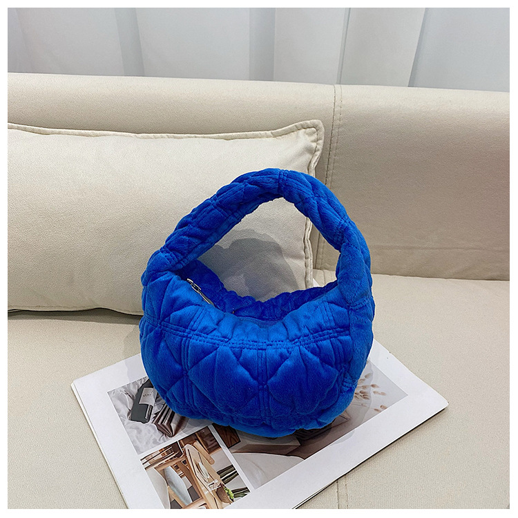 Versiunea coreeană a noii genți de pluș pentru femei, la modă și versatilă, geantă de mână plisată cu model nor, geantă casual cu găluște_voghion.com