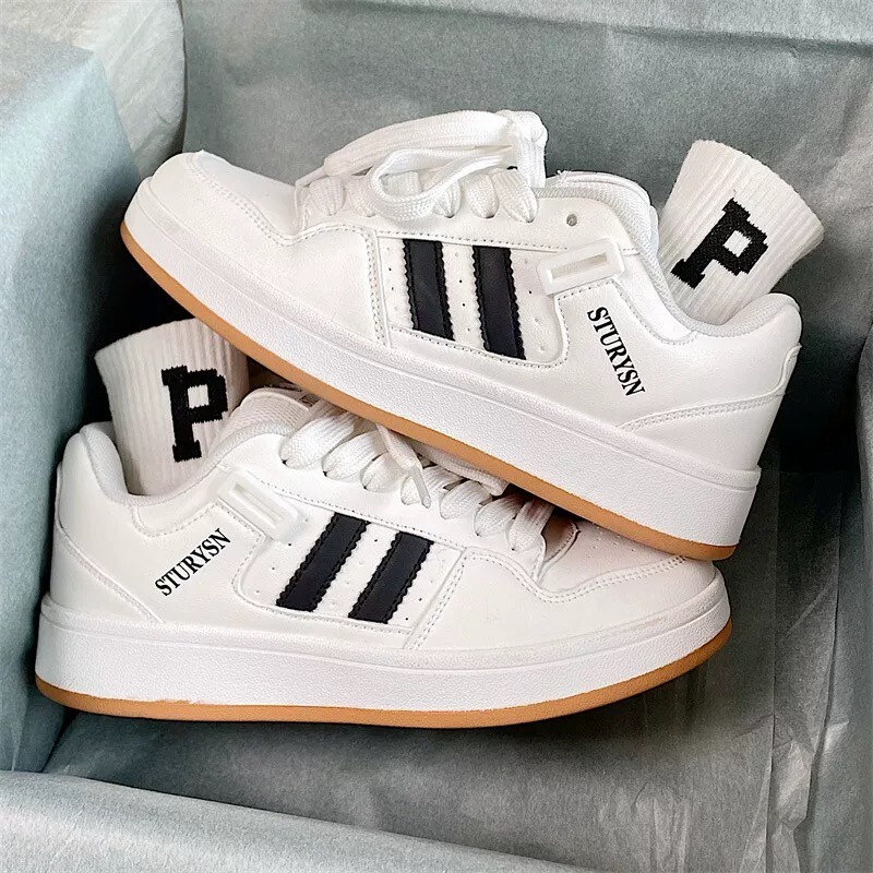 2025 New Autum Thick-Soled Super Versatile and Comfortable White Shoes Super Popular Student Low-Top Women's Sports and Casual Shoes