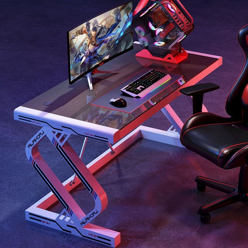 Internet Celebrity Gaming Desk Desktop Home Study Table Tempered Glass Carbon Fiber Thickened Reinforced Desk Texture Computer Desk