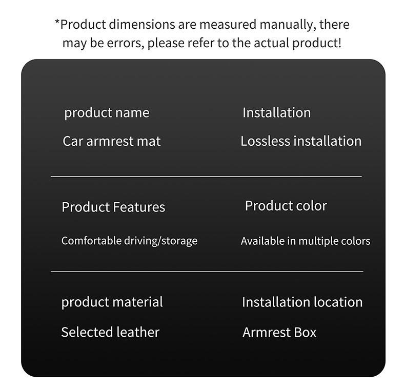 Car Armrest Box Pad Leather Elbow Support