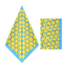 新款蓝底黄笑脸嘻哈街舞头巾 丝网印花装扮骑行运动全棉方巾批发