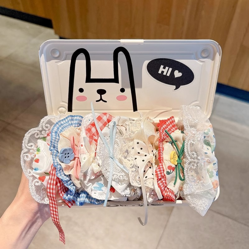 Dulce lazo de encaje, lazo de intestino grueso, lazo para el cabello femenino, sentido de la atmósfera pastoral, cuerda para la cabeza, cuerda para el cabello floral japonesa, mujer