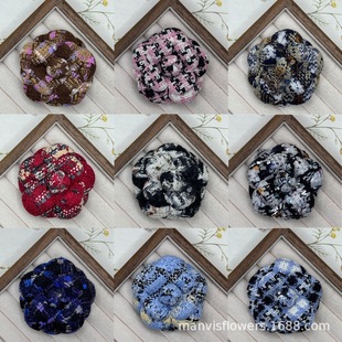 New High-end Camellia Brooch Tweed Super Shaped Flowers Chanel Style Corsage Jewelry with Pin Handmade Flowers