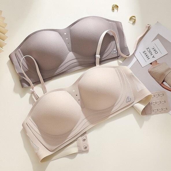 Seamless Invisible Strapless Bra for Small Busts, Breathable Smooth Surface Underwear, Summer Thin Non-Slip Bra That Gathers Side Breasts
