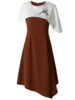 Handmade beaded flower black and white contrasting patchwork irregular shawl sleeve dress in spring